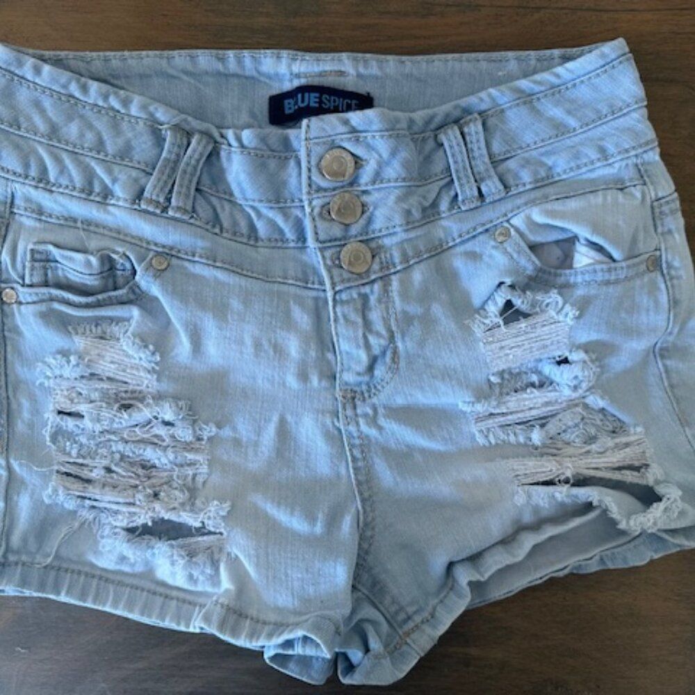 Blue Spice Light Blue Distressed Jean Shorts 8479